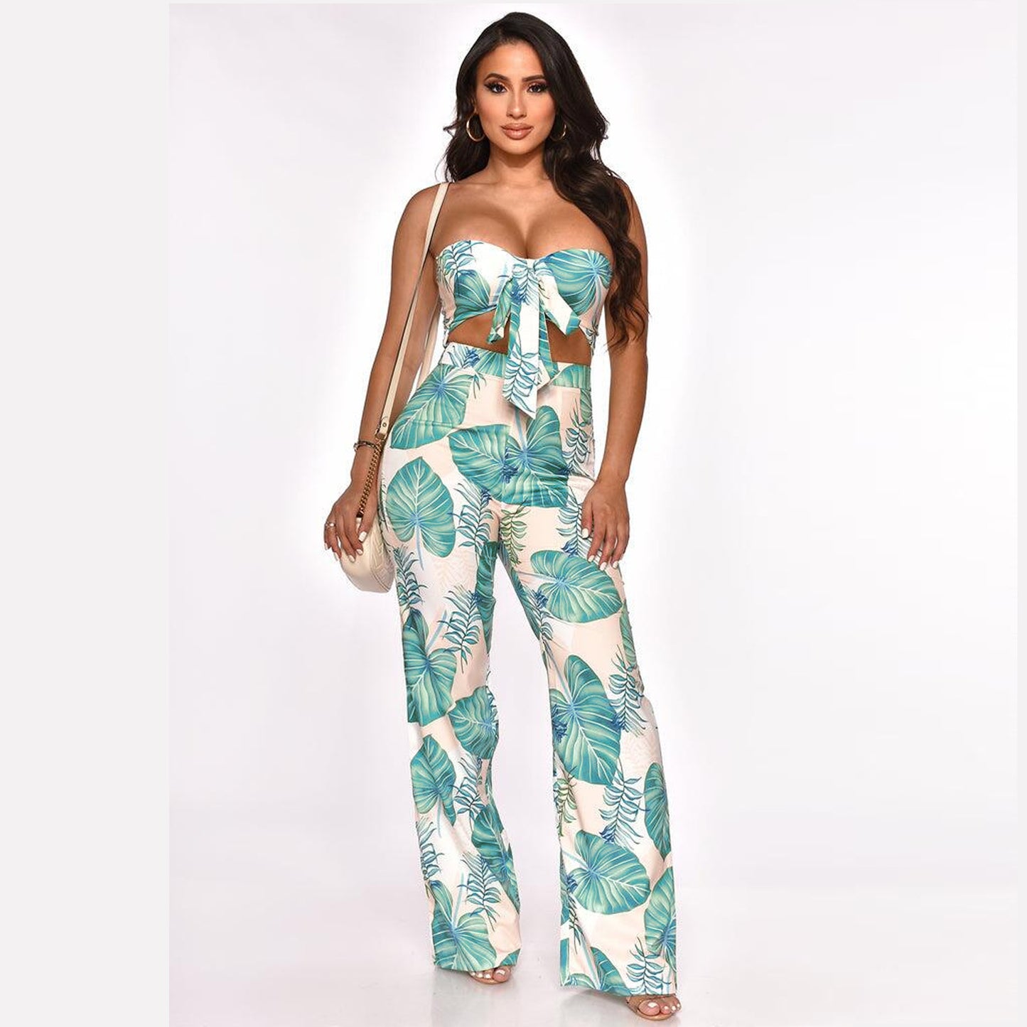 Sexy Printed Chest Wrapped Jumpsuit Nightclub Women's Casual Jumpsuit