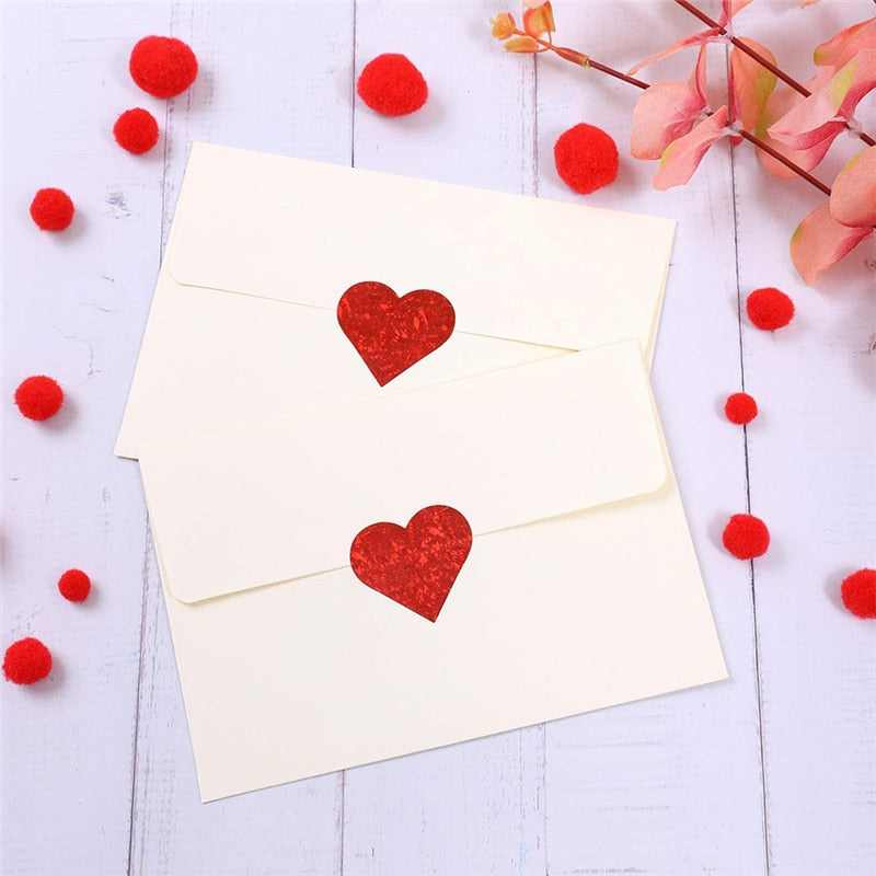 500pcs Heart Shape Labels Valentine's Day Paper Packaging Sticker Candy Dragee Bag Gift Box Packing Bag Wedding Thanks Stickers