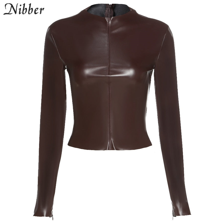 Sexy Slim Black PU Leather Womens Fashion High Street Zipper Casual Thin Jacket Ladies Loose Slim Basic Jacket