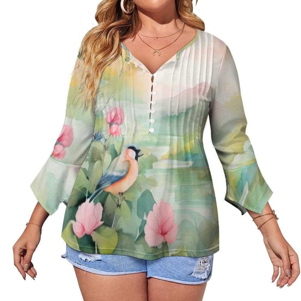 Women's ruffled petal sleeve top Spring 24 Design