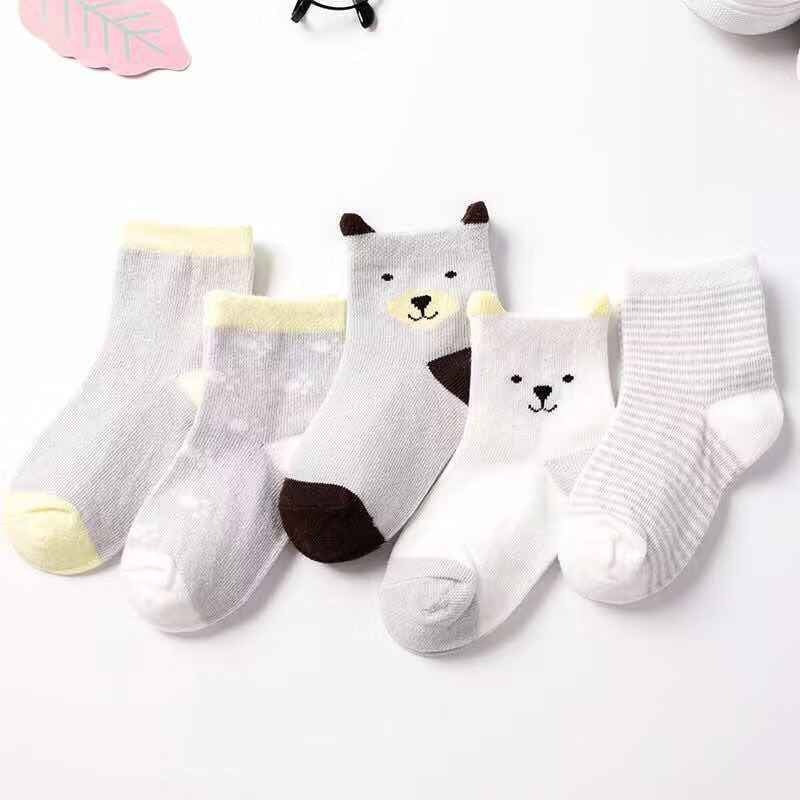 5 Pairs/lot Spring Autumn Cartoon Cat Animal Soft Cotton Knit Baby Socks Kids Boy Newborn Baby Girl Boys Socks For 0-6Yrs