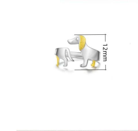 Pet Dog Hug Dachshund Ring Cute Animal Healing Zodiac Dog Fashion Colorful Ring