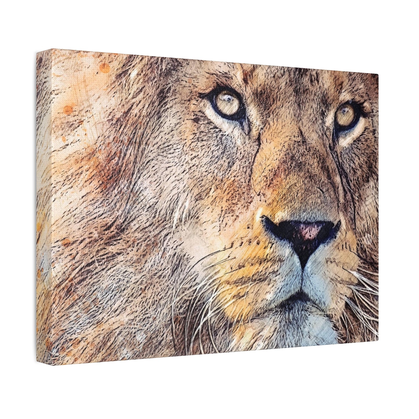 Stretched Canvas Lion Portrait The King of the Animals