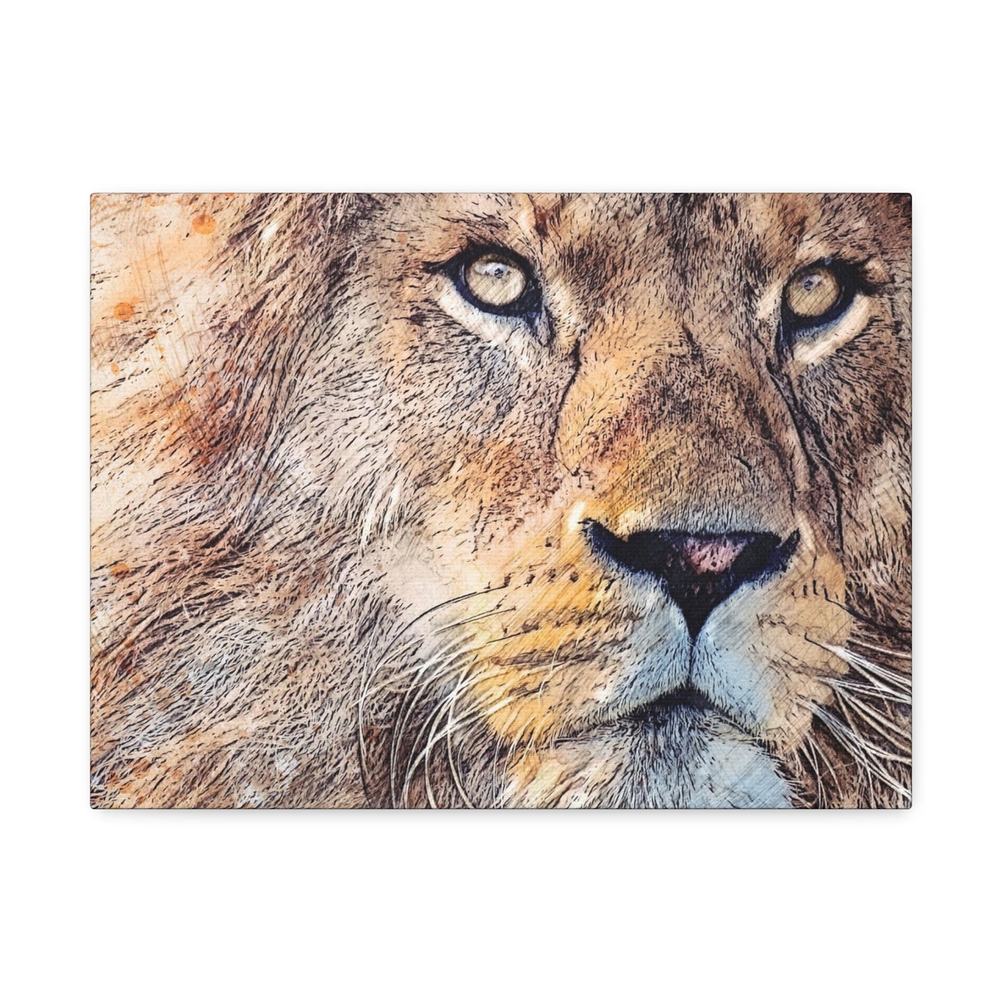 Stretched Canvas Lion Portrait The King of the Animals