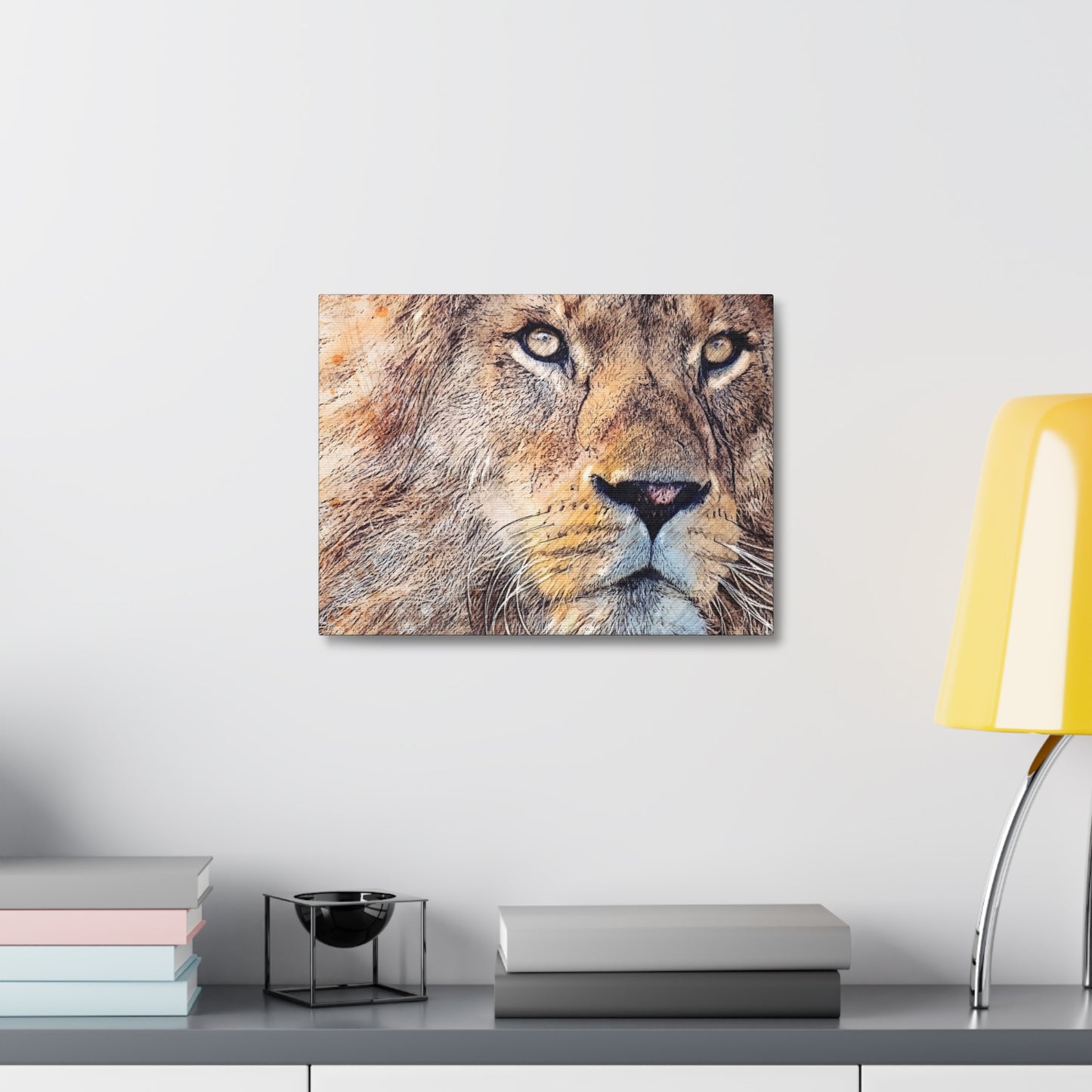 Stretched Canvas Lion Portrait The King of the Animals