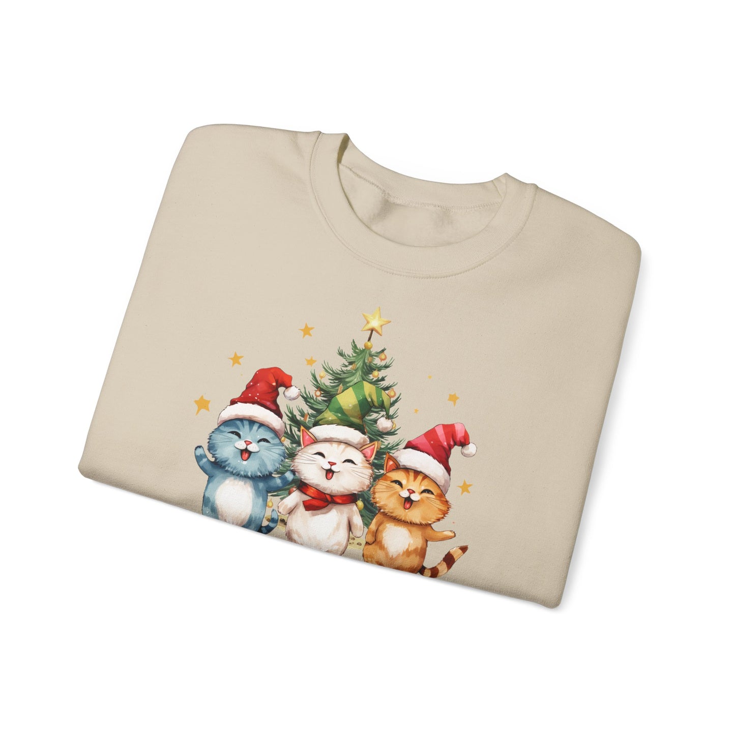 A Meowy Christmas and a Happy Meowy Year Unisex Heavy Blend™ Crewneck Cat Lover Sweatshirt