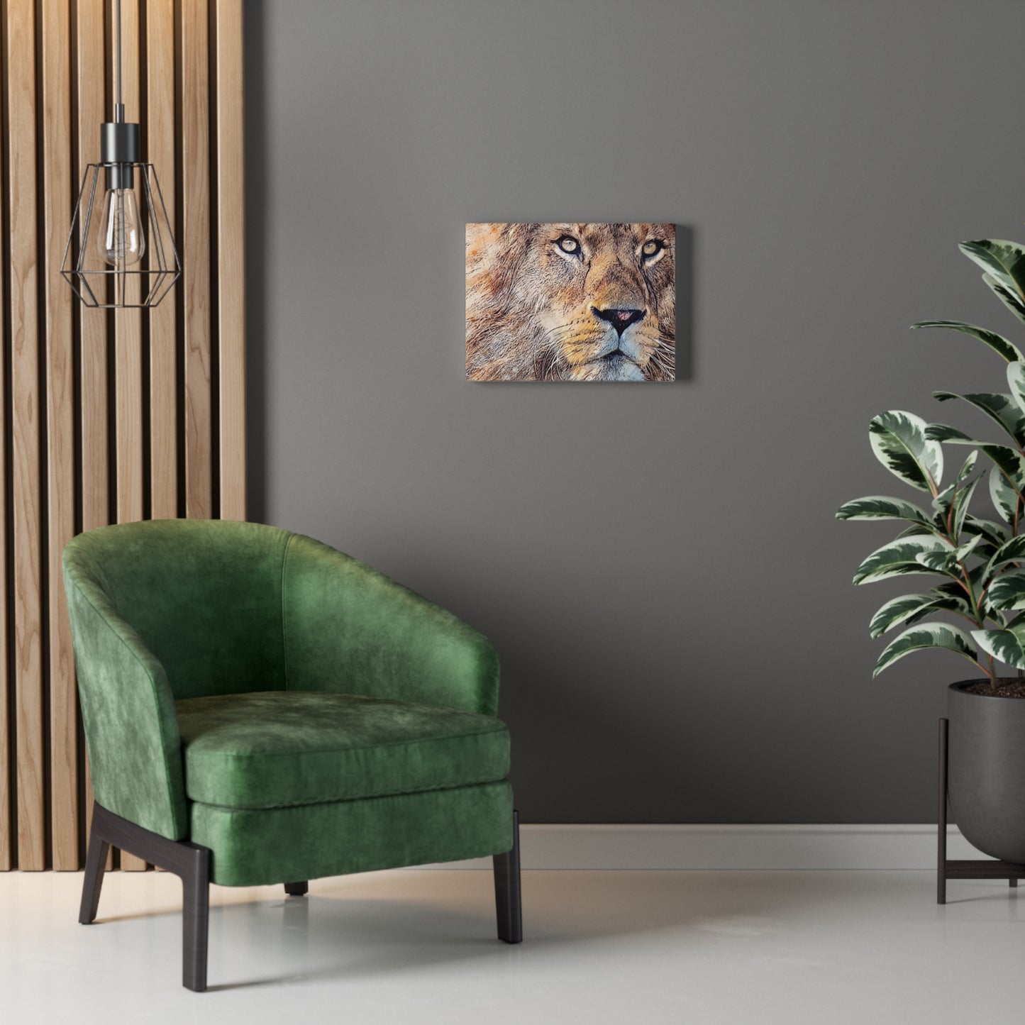 Stretched Canvas Lion Portrait The King of the Animals