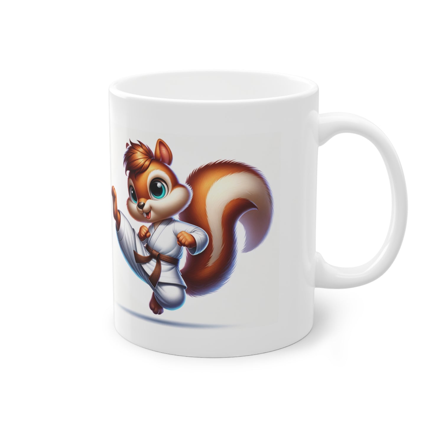 Standard Mug, 11oz Kong Fu Fighting Squirrel Cartoon