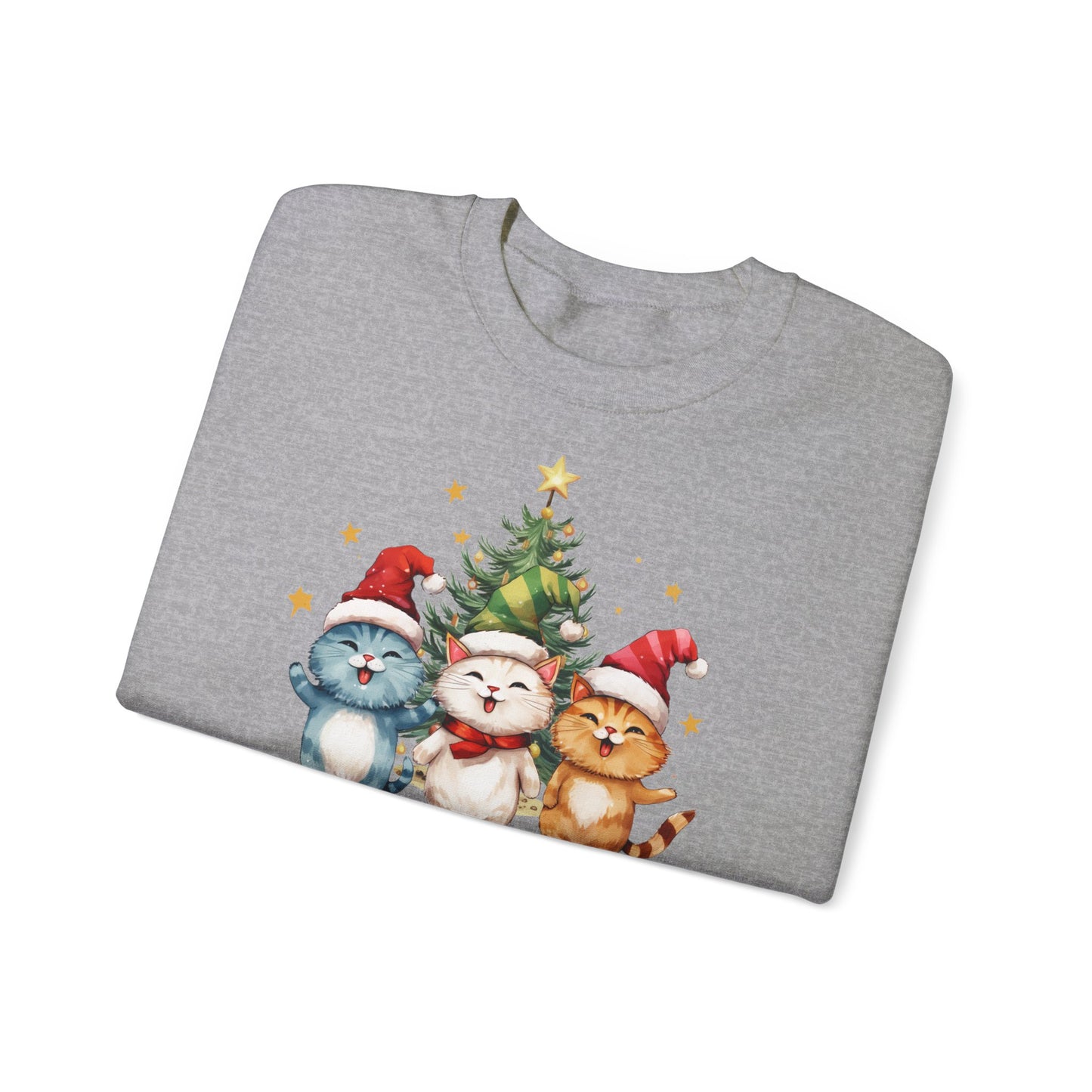 A Meowy Christmas and a Happy Meowy Year Unisex Heavy Blend™ Crewneck Cat Lover Sweatshirt