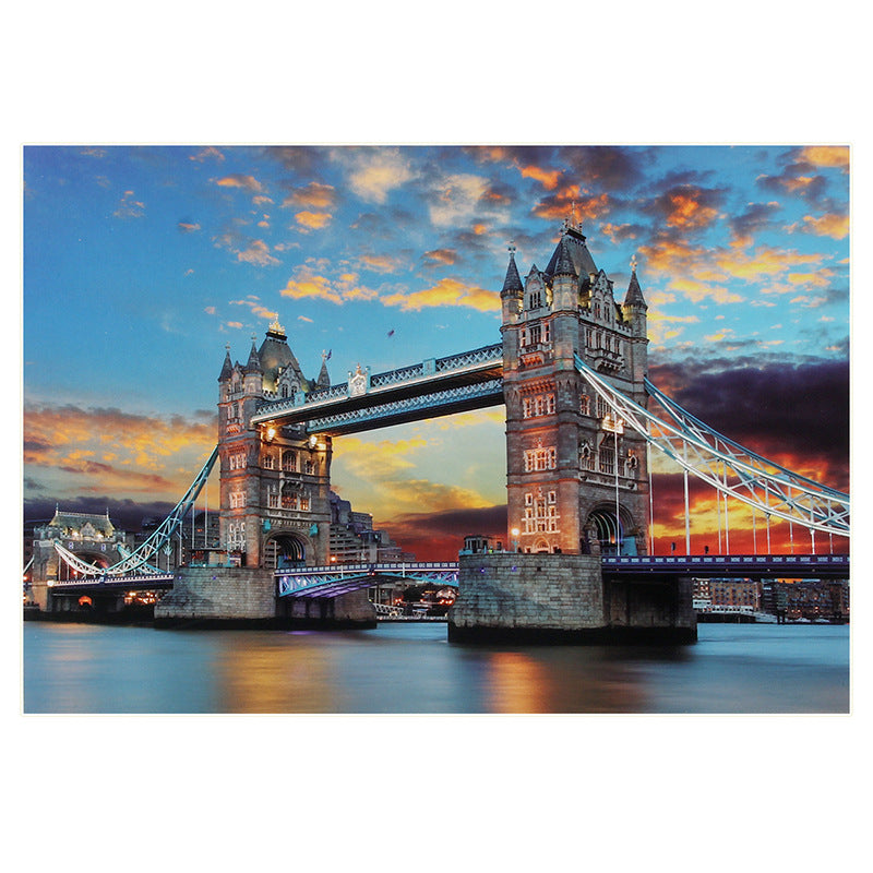 1000-Piece Puzzle Toy For Adults, Tower Bridge Landscape Painting Jigsaw Puzzle