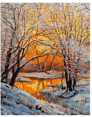 Daylight Strikes - DIY Painting By Numbers Kit Winter Landscape at Sunset