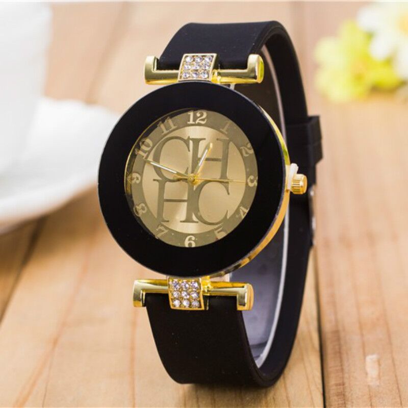 New simple leather Brand Geneva Casual Quartz Watch Women Crystal Silicone Watches Wrist Watch