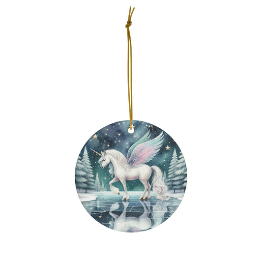 Enchanted Christmas Unicorn Ceramic Ornament Ceramic Ornament, 1-Pack