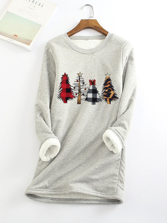 Ladies cute plus velvet Christmas Sweatshirt with 4 different Christmas tree designs