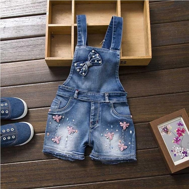 SPRING Summer US Style girl´s jeans dungarees jumpsuits Straps Short Pants Cowboy Blue