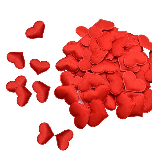 50 Pcs 32mm Romantic Sponge Satin Fabric Heart Petals Wedding Confetti Table Bed Heart Petals Wedding Valentine Decoration