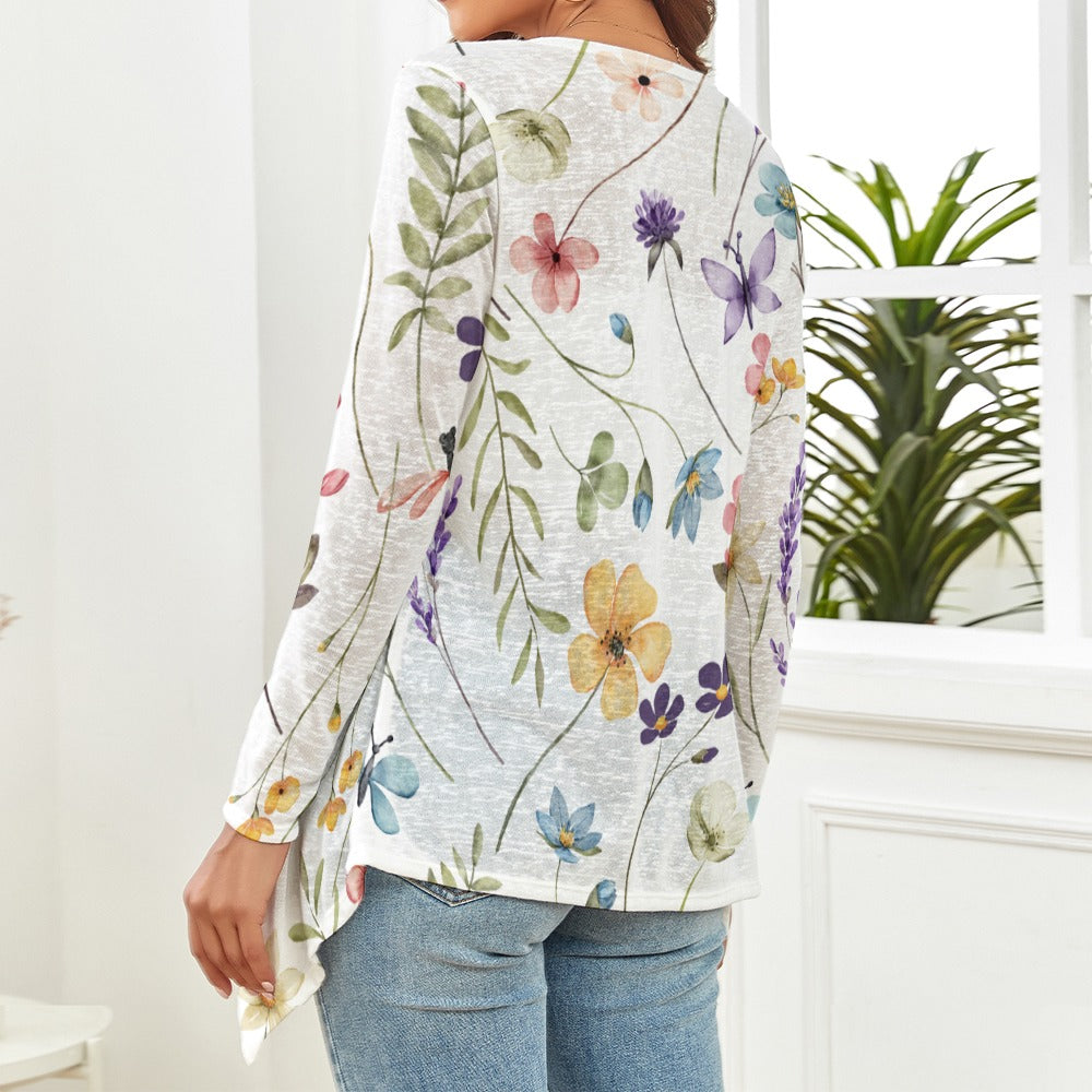 Blooming Elegance: Women's Spring Floral Knit Cardigan