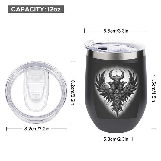 Stainless Steel Insulated Cup With Viking Black Raven Symbol