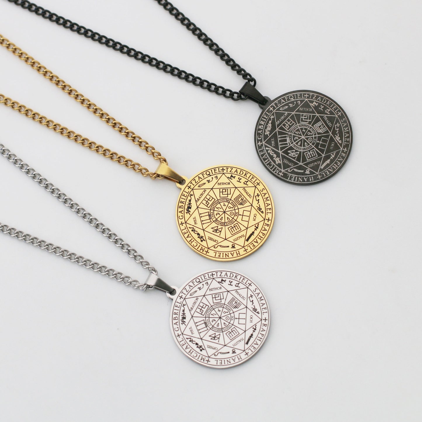 Stainless Steel Necklace Jewelry Seven Angels Magic Circle Pendant DIY Accessories Men's Necklace