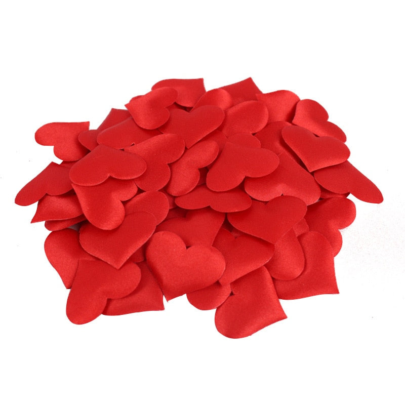 50 Pcs 32mm Romantic Sponge Satin Fabric Heart Petals Wedding Confetti Table Bed Heart Petals Wedding Valentine Decoration