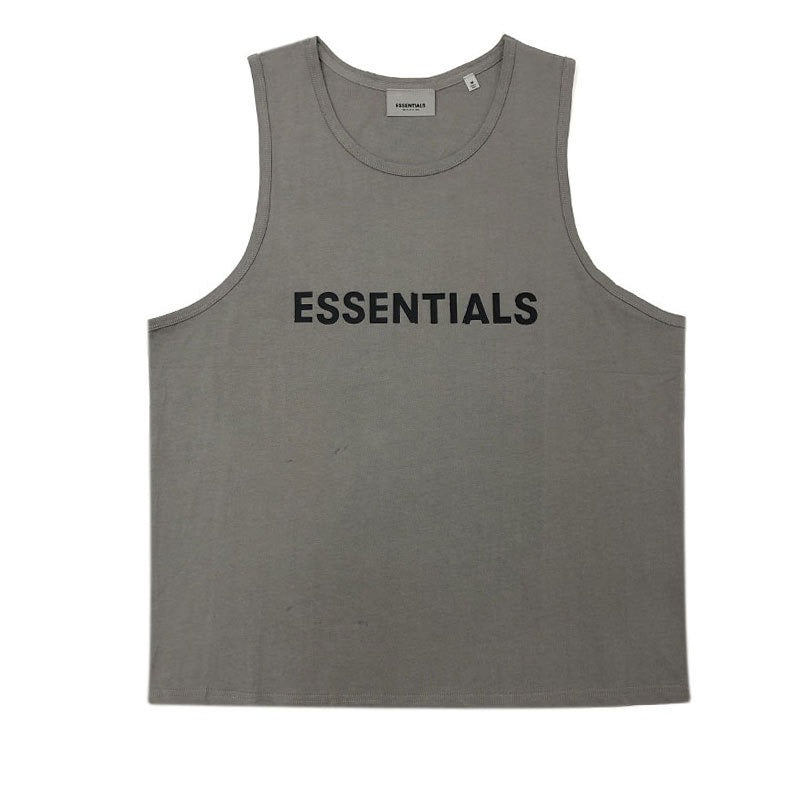 Essentials Letter T Shirt Vest Trendy High Street Casual Bottom Shirt for Men