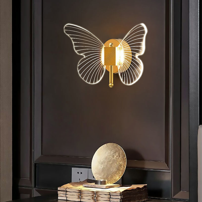 Luxury Butterfly Wall Lamp: Warm Bedside Decoration