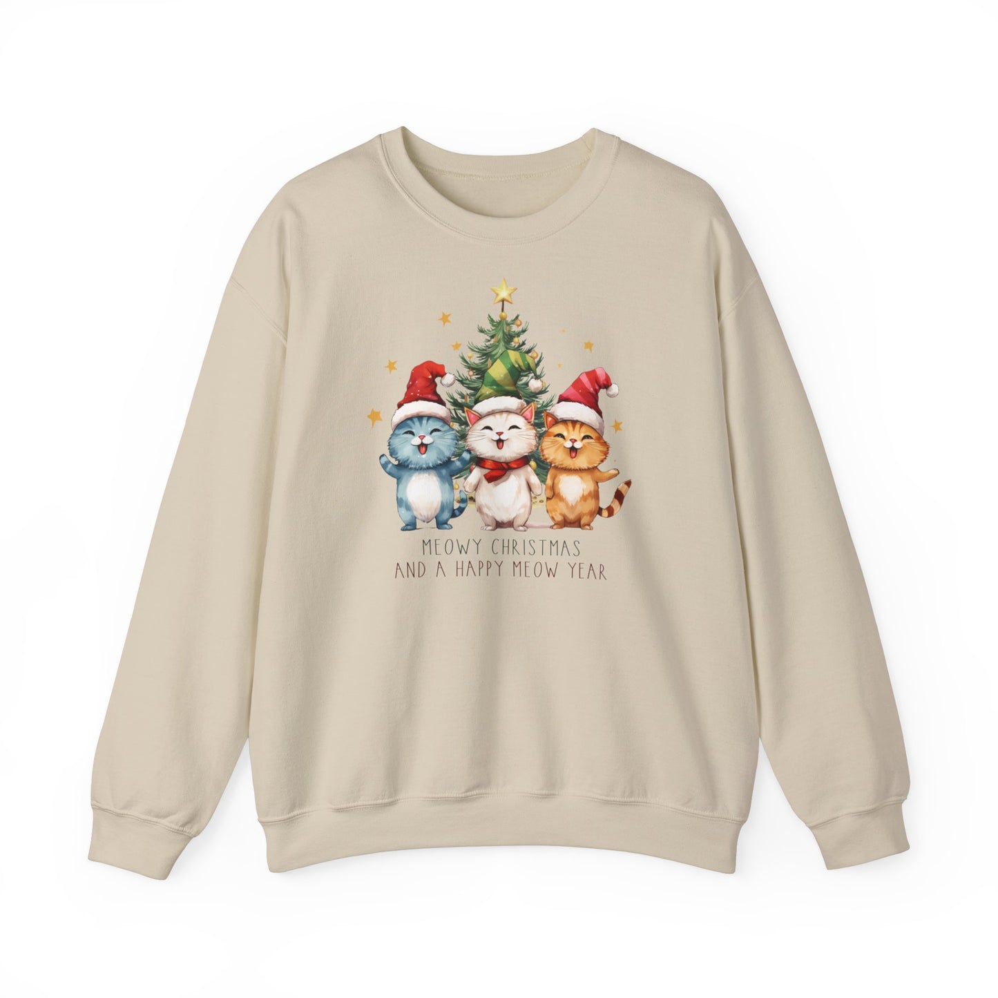 A Meowy Christmas and a Happy Meowy Year Unisex Heavy Blend™ Crewneck Cat Lover Sweatshirt