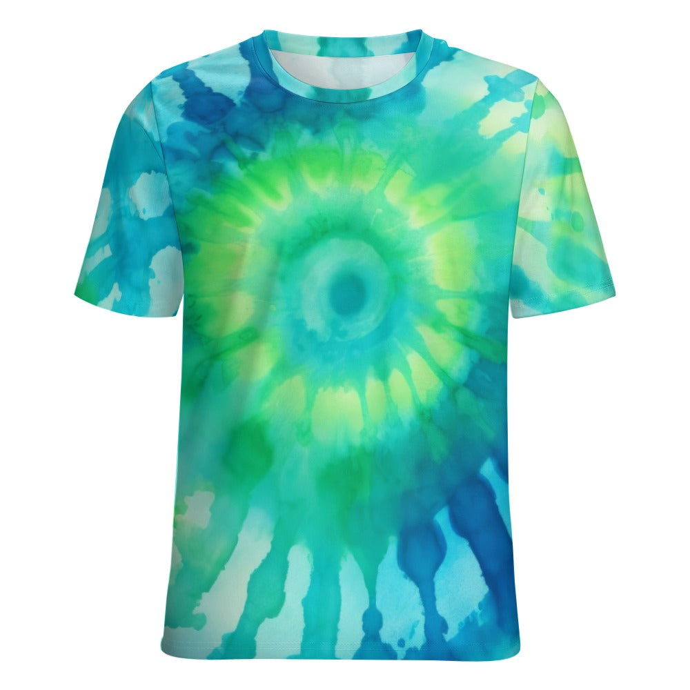 Women's Fully Print T-Shirt Blue and Green Tie-Dye