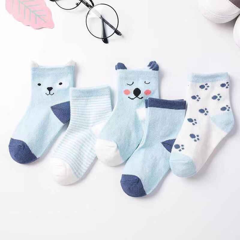 5 Pairs/lot Spring Autumn Cartoon Cat Animal Soft Cotton Knit Baby Socks Kids Boy Newborn Baby Girl Boys Socks For 0-6Yrs