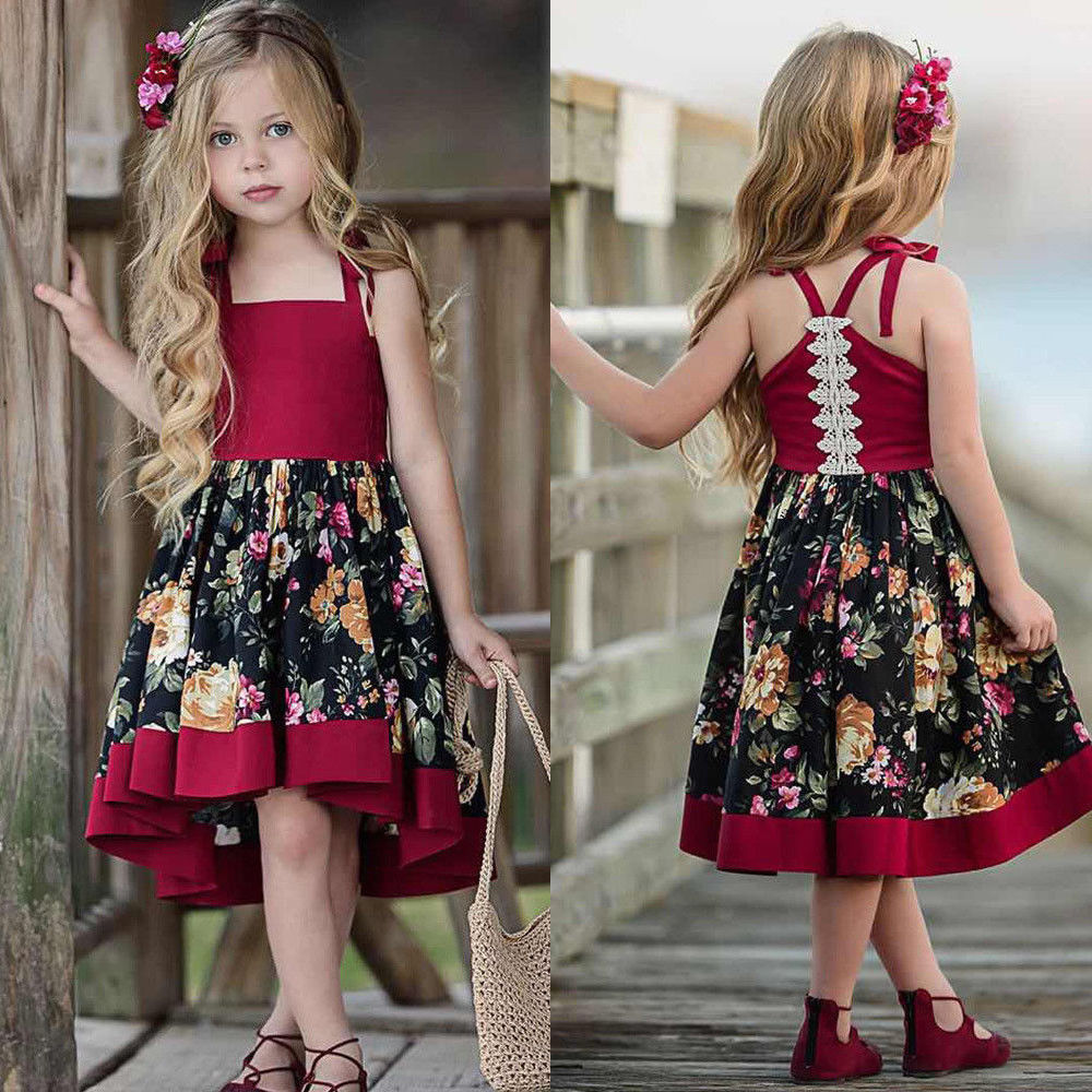 Sweet Toddler Baby Girls Sleeveless Dress Party Princess Floral Sundress Outfit