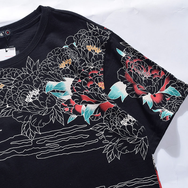 Vintage Style Embroidered Tiger T-Shirt With Short Sleeves