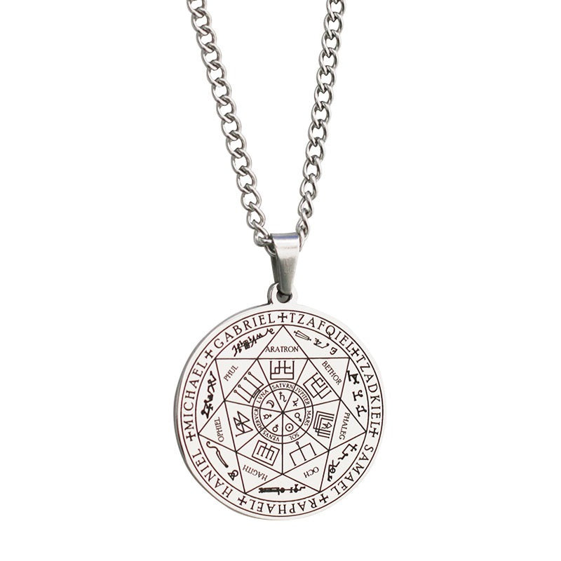 Stainless Steel Necklace Jewelry Seven Angels Magic Circle Pendant DIY Accessories Men's Necklace