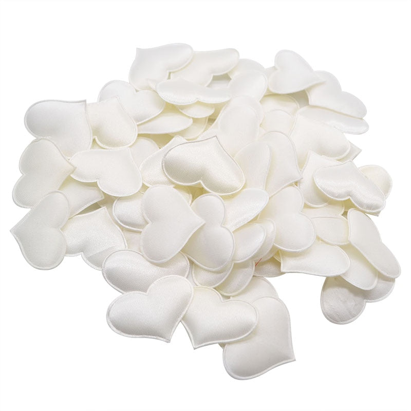 50 Pcs 32mm Romantic Sponge Satin Fabric Heart Petals Wedding Confetti Table Bed Heart Petals Wedding Valentine Decoration