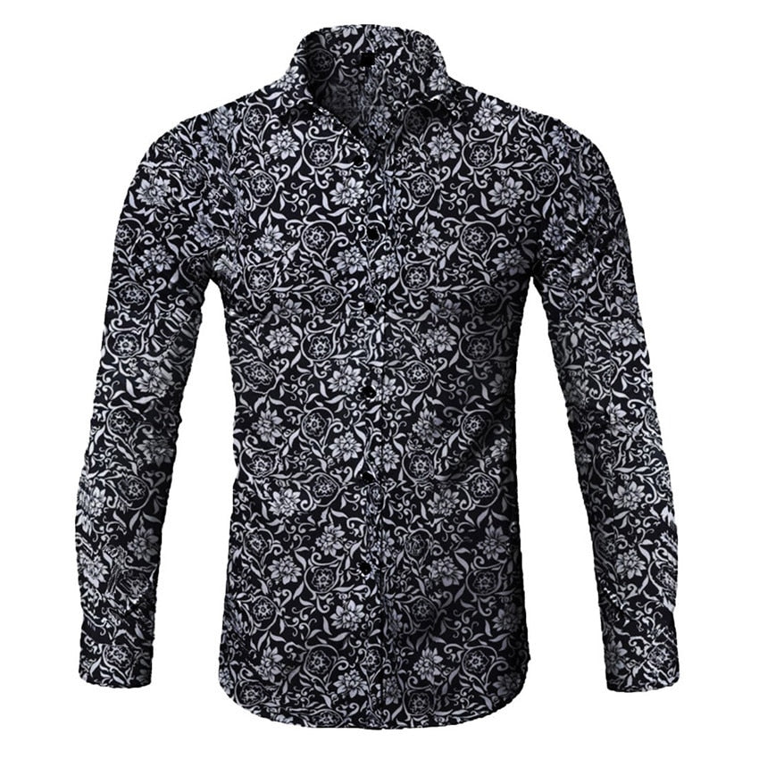 Men's Floral Hawaiian Shirt - Casual Long Sleeve Top for Summer and Autumn | Stylish Male Shirt Collection