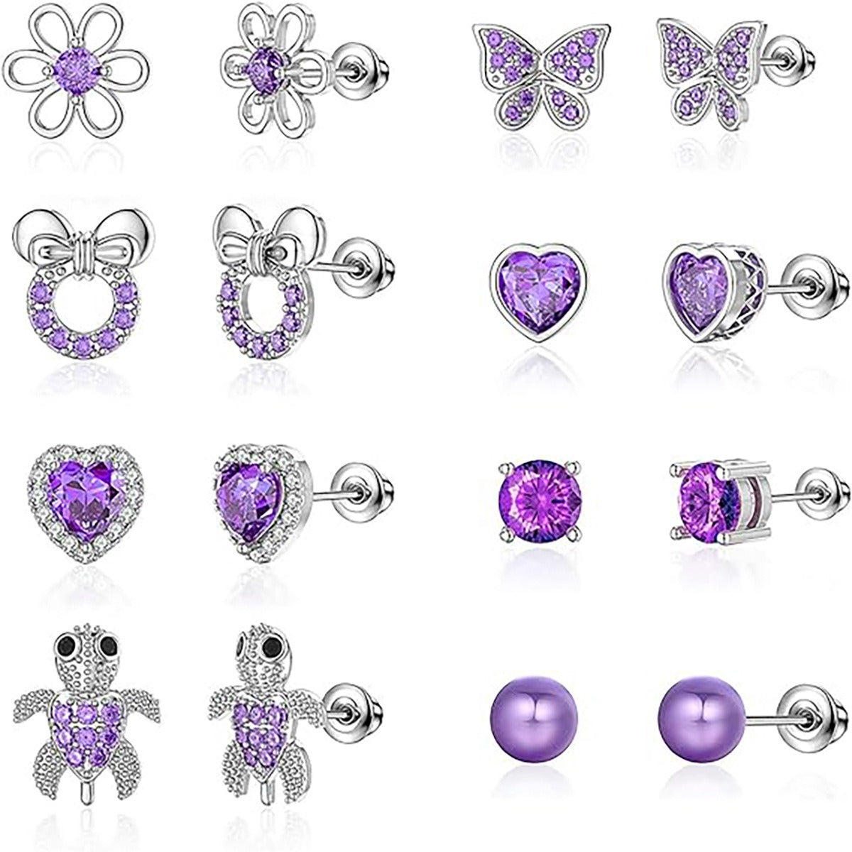 Hot Pearl Butterfly Love Flower Bow Knot Ear Pin Jewelry 8-piece Set