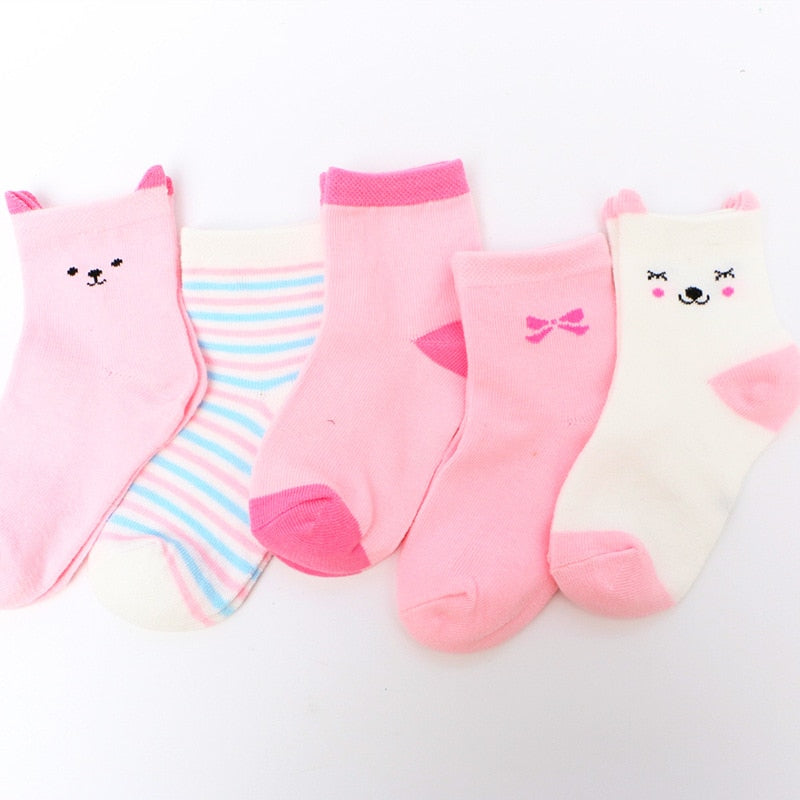 5 Pairs/lot Spring Autumn Cartoon Cat Animal Soft Cotton Knit Baby Socks Kids Boy Newborn Baby Girl Boys Socks For 0-6Yrs