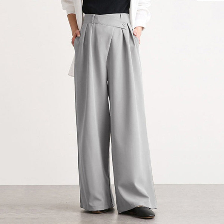 New Women's Fashion Personality Irregular Belt Design Wide Leg Pants