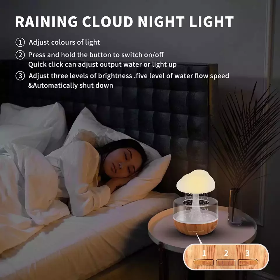 Wholesale Raining Cloud Aroma  Lamp Aromatherapy Essential Oil Diffuser Micro Humidifier Raining Cloud Night Light