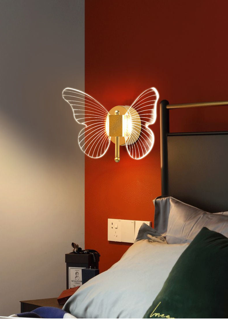 Luxury Butterfly Wall Lamp: Warm Bedside Decoration