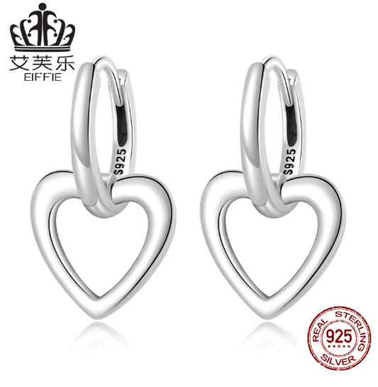 Chic Avelle Original S925 Sterling Silver Love Ear Buckles - Fashionable Hollow Heart-Shaped Ear Studs for All Occasions