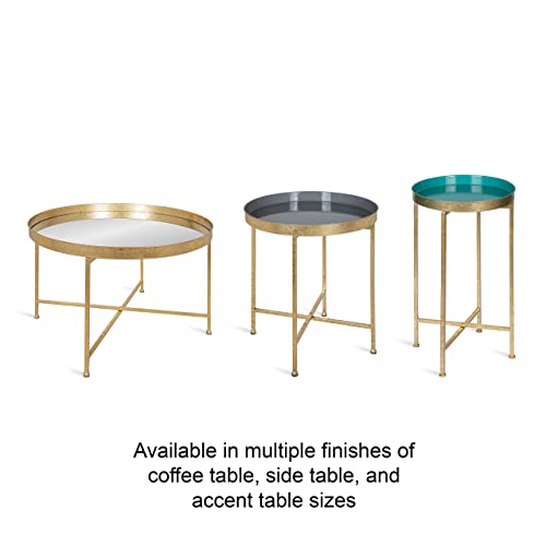 Kate and Laurel Celia Glamorous Folding Metal Table for Storage and Display, 28.25x28.25x19, Teal/Gold