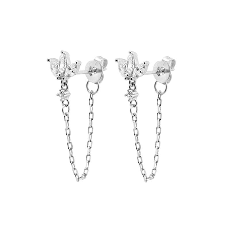 Artificial Gem Women's Ins Style Ear Chain Earrings