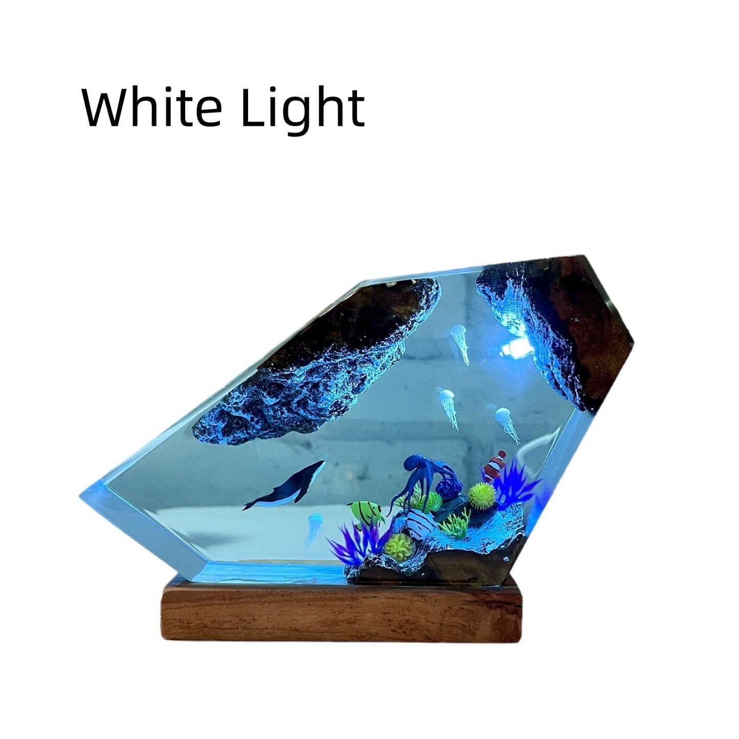 Humpback Whale And Jellyfish Resin Night Light