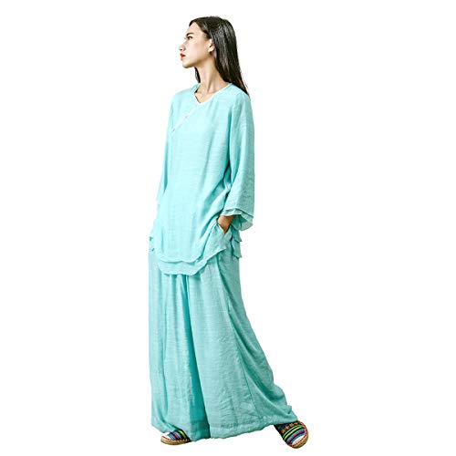 KSUA Womens Tai Chi Clothes Zen Meditation Uniform Silk Cotton Kung Fu Clothing