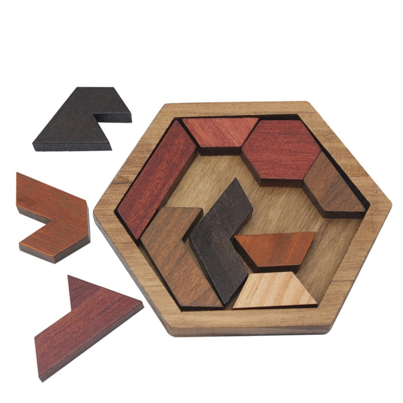 Fun Puzzles Wood Geometric Abnormity Shape Puzzle Wooden Toys Tangram/Jigsaw Board Kids Children Educational Toys for Boys