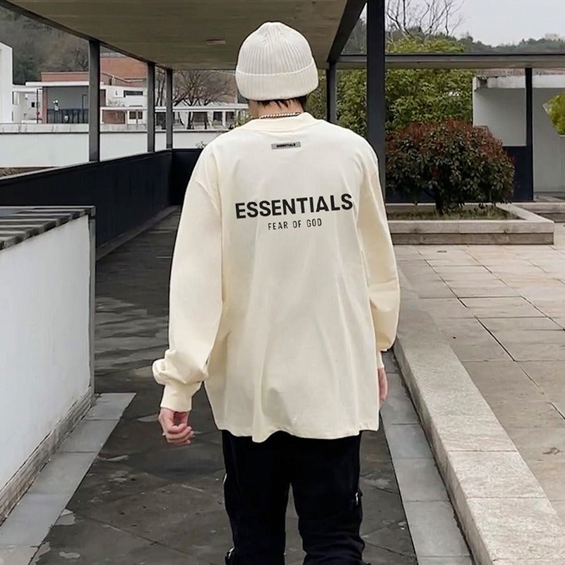 FEAR OF GOD Double Thread Essentials New Pressure Glue Long Sleeved Fog High Street Loose Casual Mens T Shirt