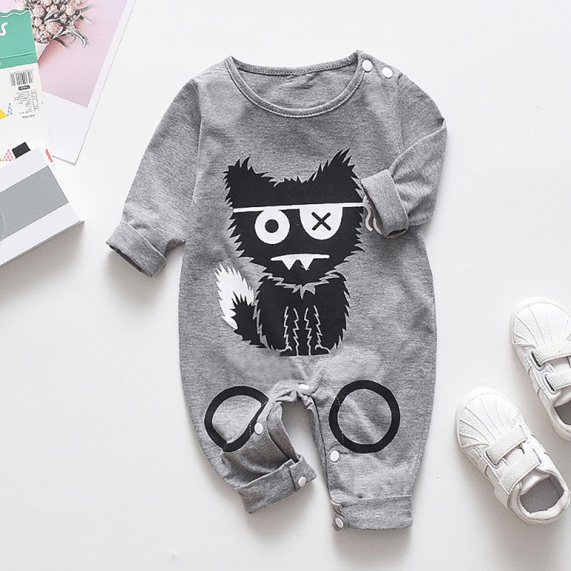 Infant Cartoon Baby Clothes Girl&Boys Long Sleeve Cat Print Cute Baby Rompers