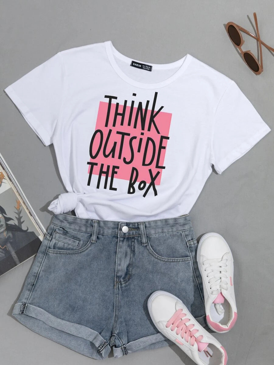 Think Outside The Box Statement T-Shirt Fashion Spring 24