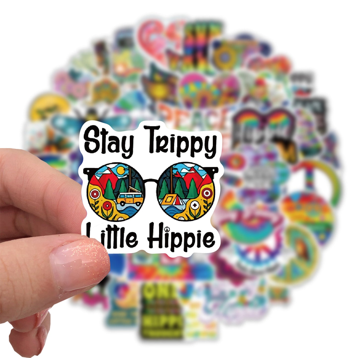 50 Cartoon Hippie Stickers Personalized Decoration Line