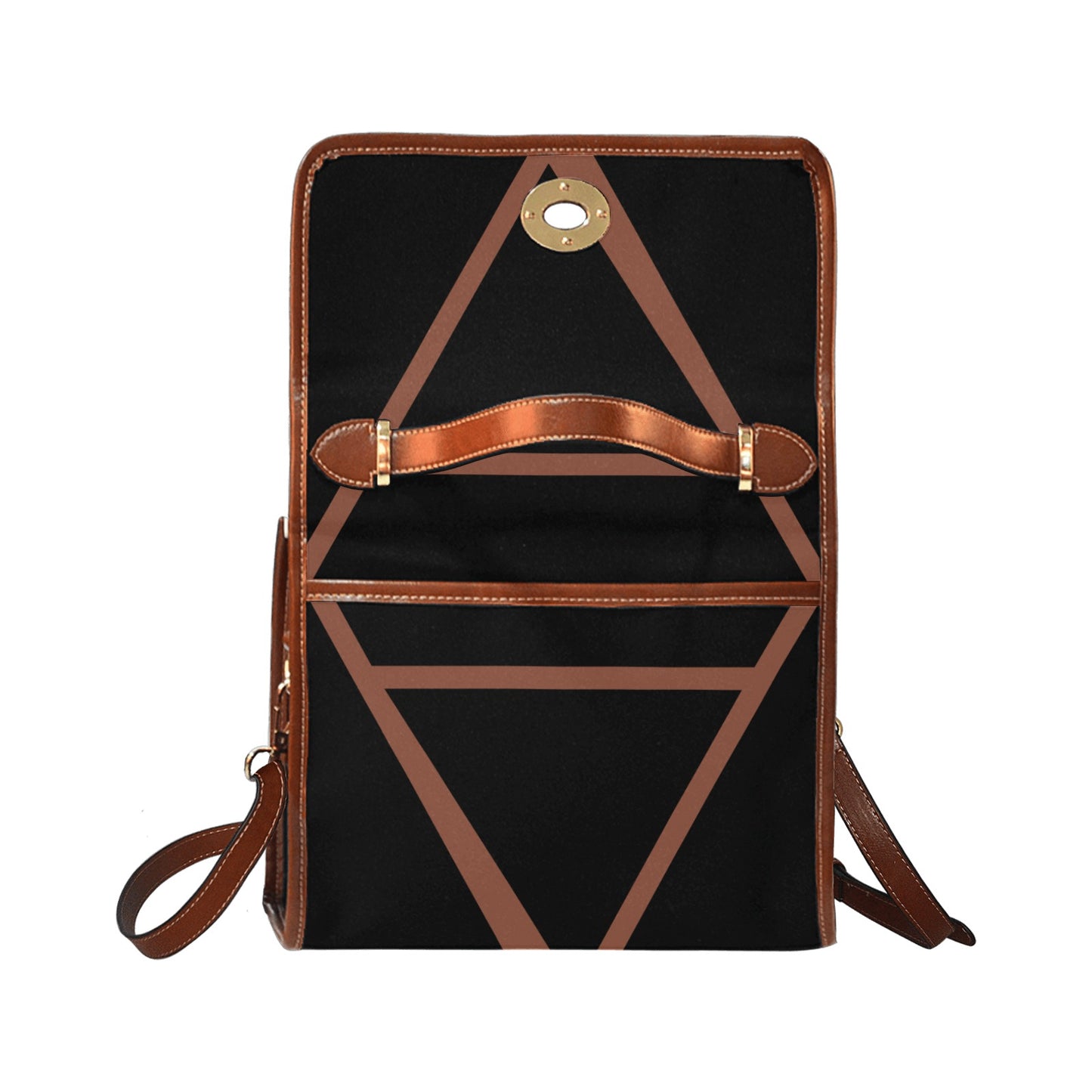 Waterproof Canvas Bag-Brown and Black(All Over Print) (1641)